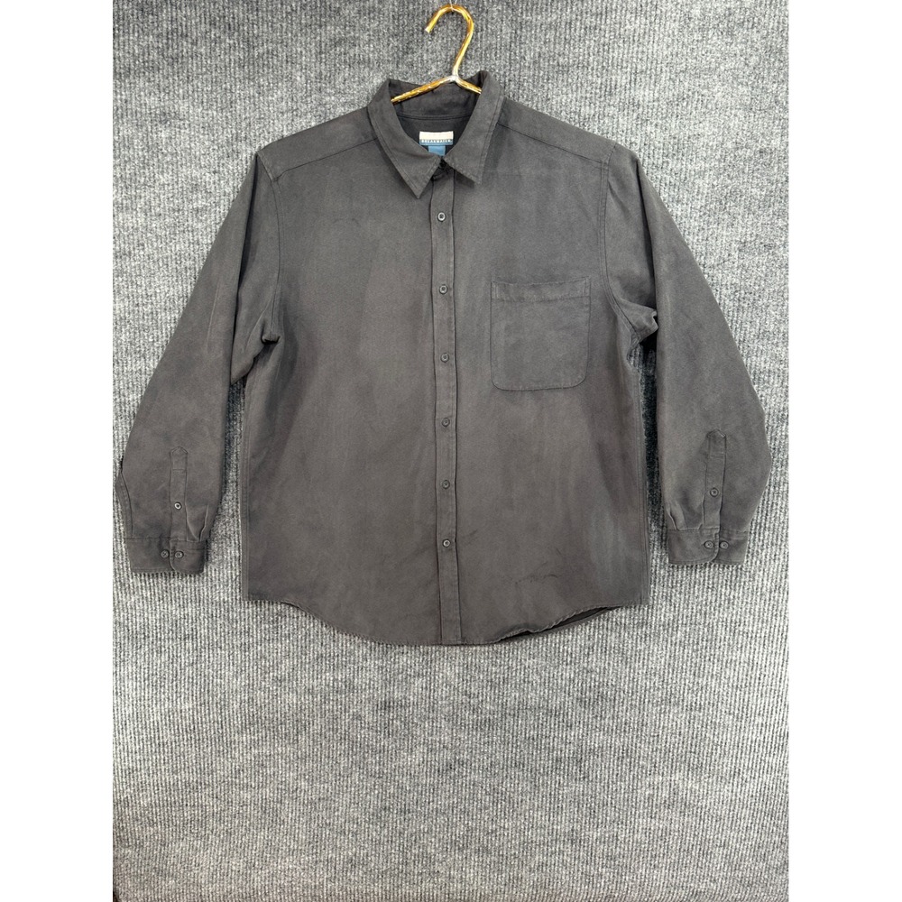 Breakwater Button Down Shirt Mens XL Gray Good Faux Suede Long Sleeve Casual